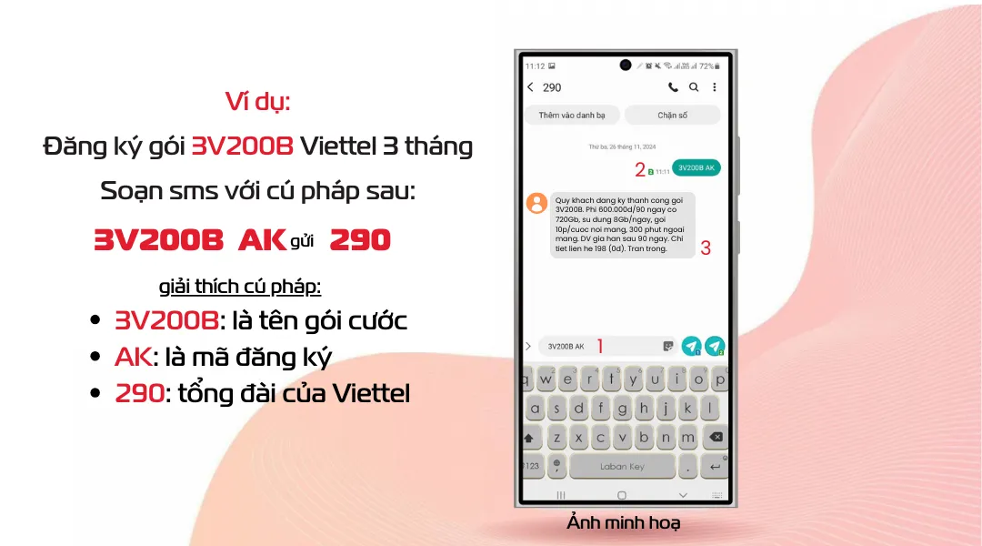 cách đăng ký gói 4g Viettel 3 tháng