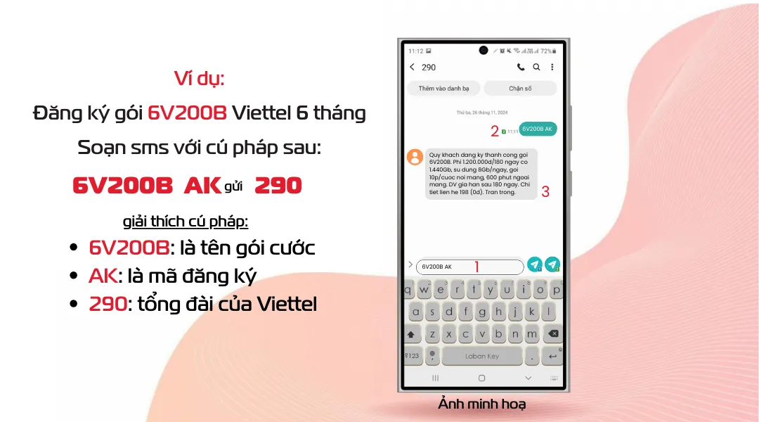 cách đăng ký gói 4g Viettel 6 tháng